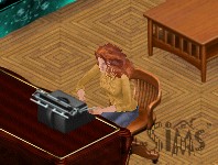 Cathy tape à la machine à écrire